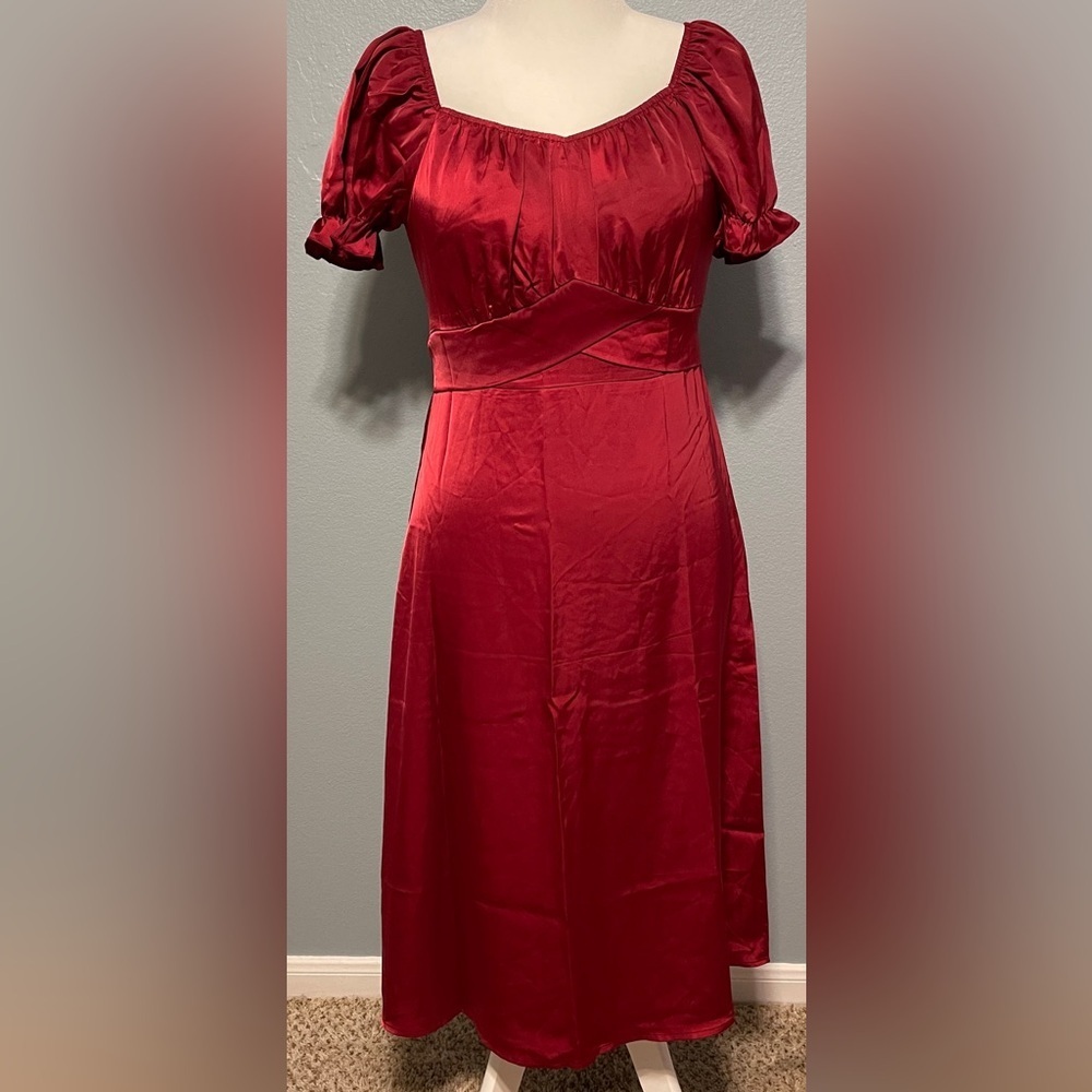 Burgundy Babydoll Midi Party Dress Gown Whimsigoth Dark Fairy Sexy Vamp Medium
